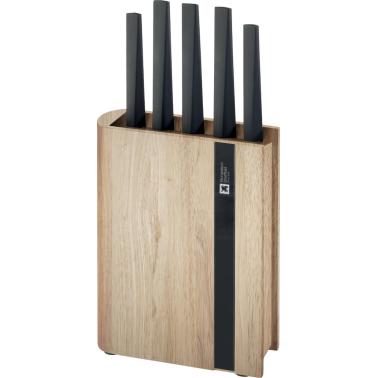 Комплект от 5 кухненски ножове на дървена стойка, Edge Natural Wood - Richardson Sheffield